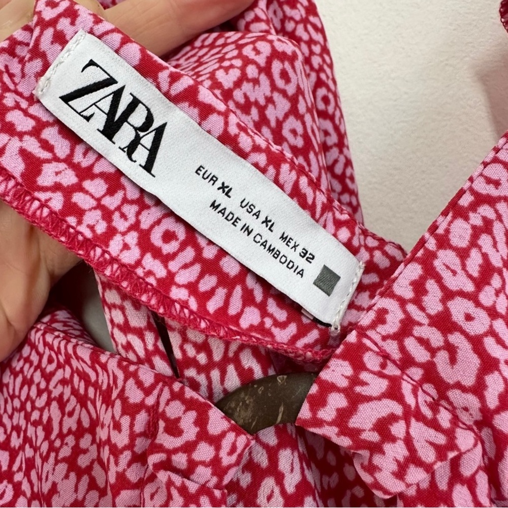 Zara Animal Print Midi Dress in Pink - Picture 5 of 6